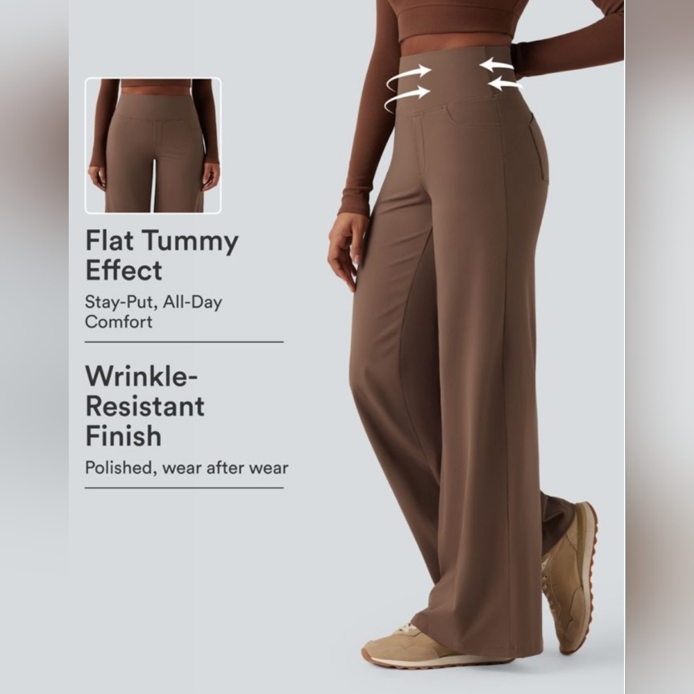 Halara daystretch high waisted tummy control Wide Leg Yoga Pants Sepia XL
